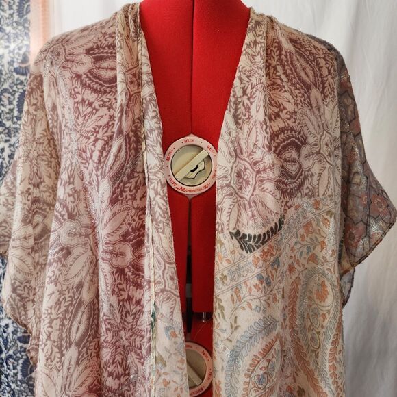 Shimmer Lightweight Long Rectangle Bathing Suit Wrap Cardigan Bathing Size M/L - Picture 2 of 7